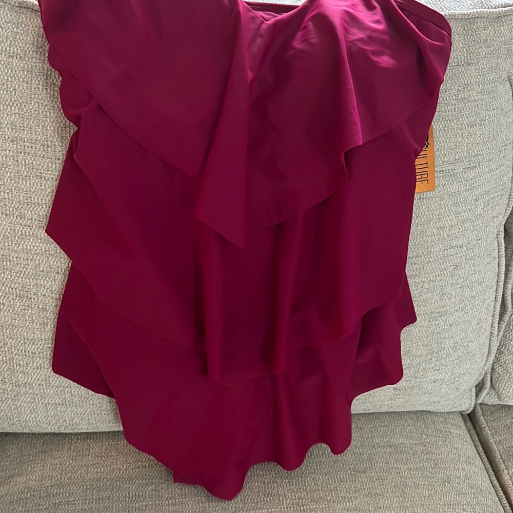 Hot Pink Swimsuit with tiered ruffles and adjustable straps. Size 12 NWT.